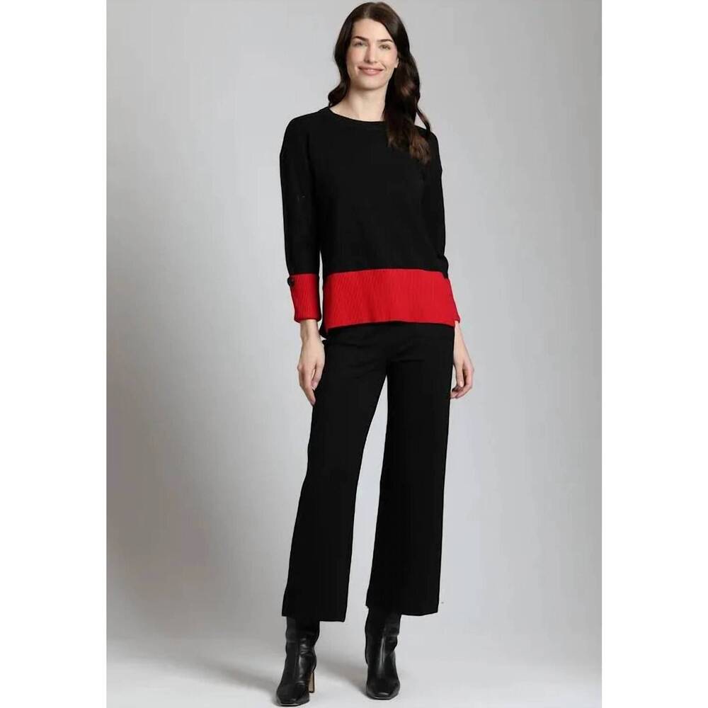 NEW APNY color block pullover sweater in black/red
